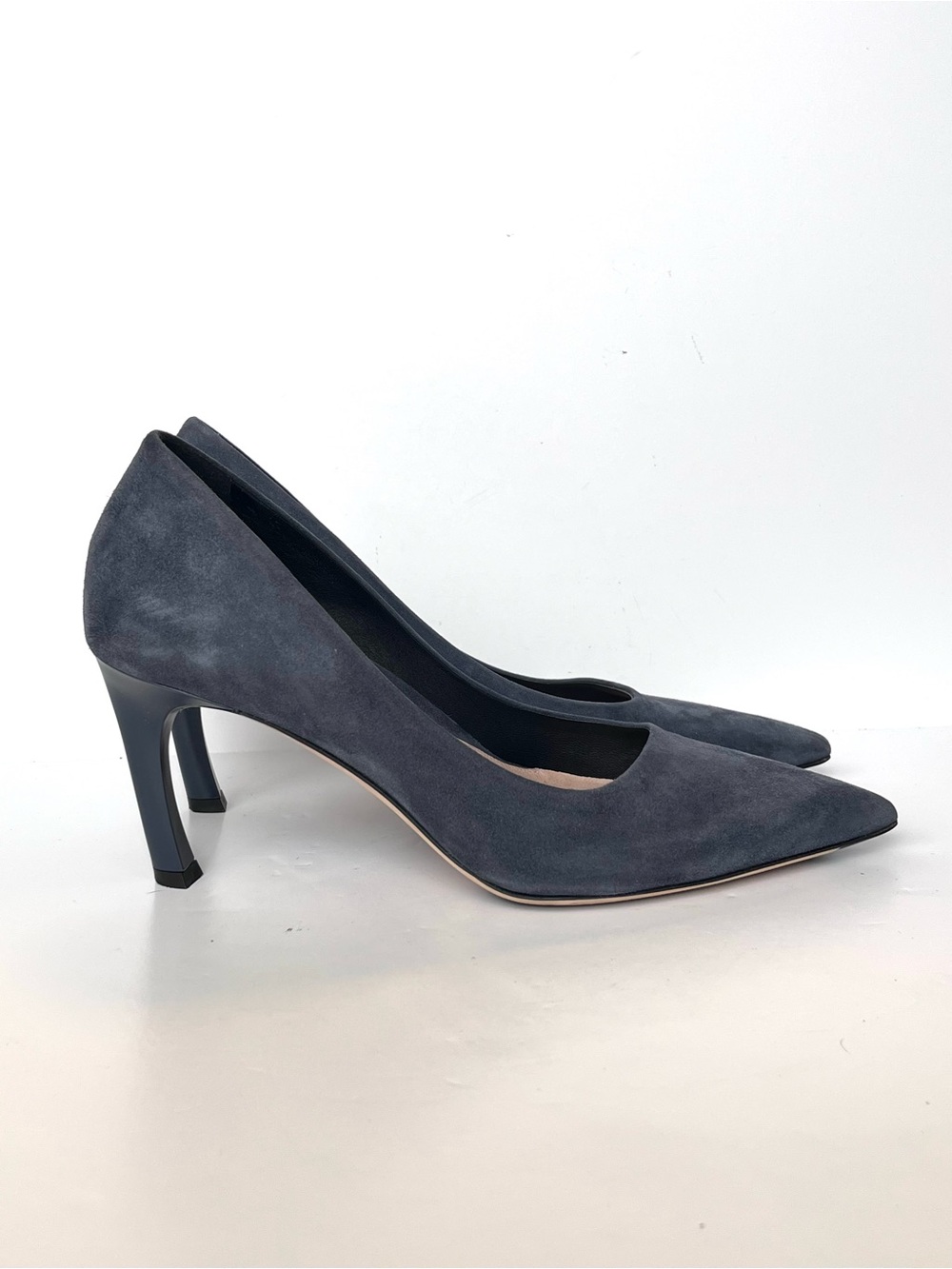 MM LaFleur Ginger Pumps Blue Gray Suede Pointed Toe Heels Italy EU 37 US 7